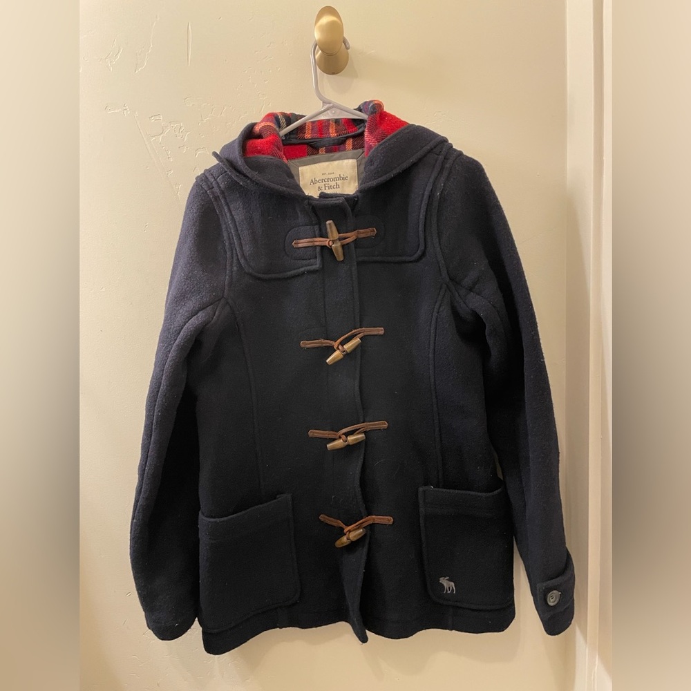 Abercrombie & Fitch Navy Women’s Hooded Toggle Wool Pea Coat